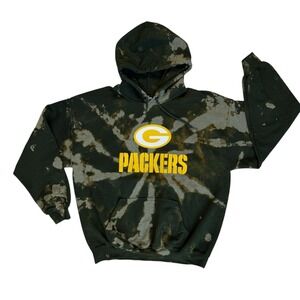 Green Bay Packers‎ Womens Bleach Tie Dye Sweatshirt Large Hooded NFL